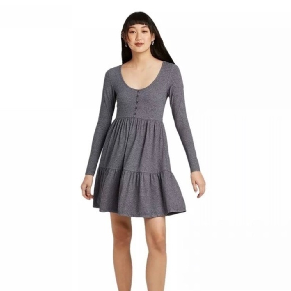 CLEARANCE NWOT Dark Heather Gray Long Sleeve Babydoll Dress